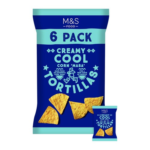 M&S Creamy Cool Tortilla Chips Multipack 6 x 30g (Pack of 3)