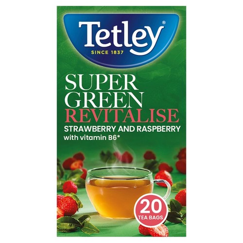 Tetley Super Green Tea Boost Berry Burst Tea Bags 20's (Pack of 3)
