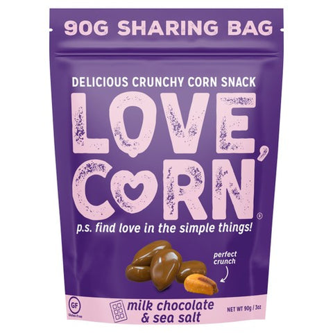 LOVE CORN Milk Chocolate & Sea Salt 90g (Pack of 3)