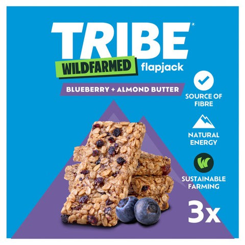 TRIBE Wildfarmed Blueberry and Almond Butter Flapjack 3 x 50g (Pack of 3)