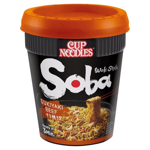 Nissin Soba Sukiyaki Beef Instant Noodles Pot 89g (Pack of 3)