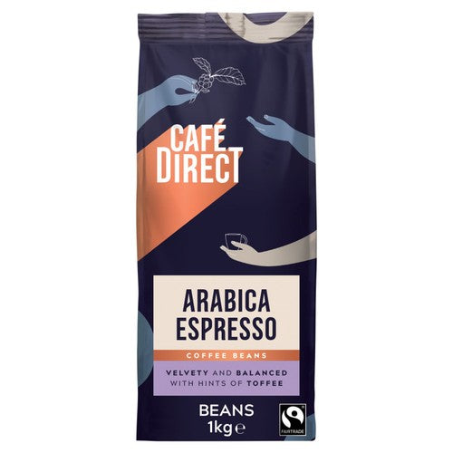 Cafedirect Fairtrade Arabica Espresso Coffee Beans 1kg (Pack of 2)