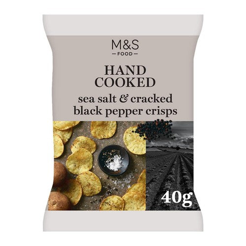 M&S Sea Salt & Cracked Black Pepper Crisps 40g (Pack of 6)