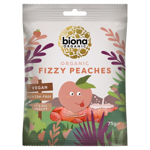 Biona Organic Fizzy Peaches 75g (Pack of 6)