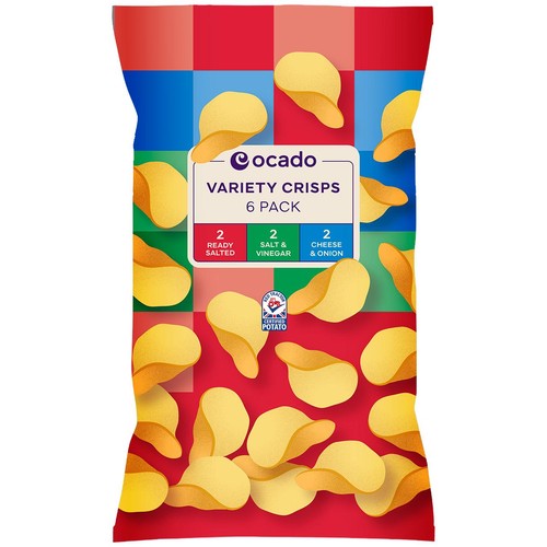 Ocado Variety Crisps Multipack 6 x 25g (Pack of 3)