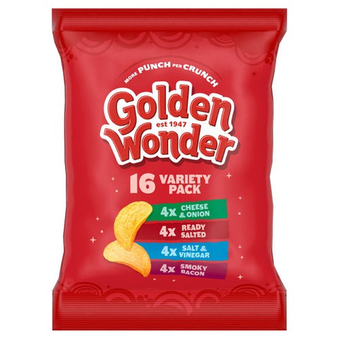 Golden Wonder Variety Crisps Multipack 16 x 25g (Pack of 3)
