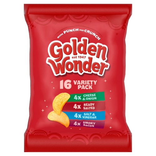 Golden Wonder Variety Crisps Multipack 16 x 25g (Pack of 3)