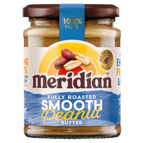 Meridian Natural Peanut Butter Smooth No Salt 280g (Pack of 2)