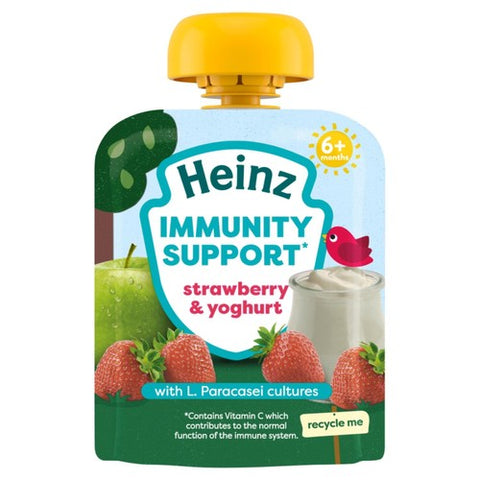 Heinz Immunity Support Baby Pouches, Strawberry & Yogurt 6M+ 85g (Pack of 2)