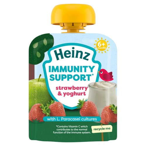 Heinz Immunity Support Baby Pouches, Strawberry & Yogurt 6M+ 85g (Pack of 2)