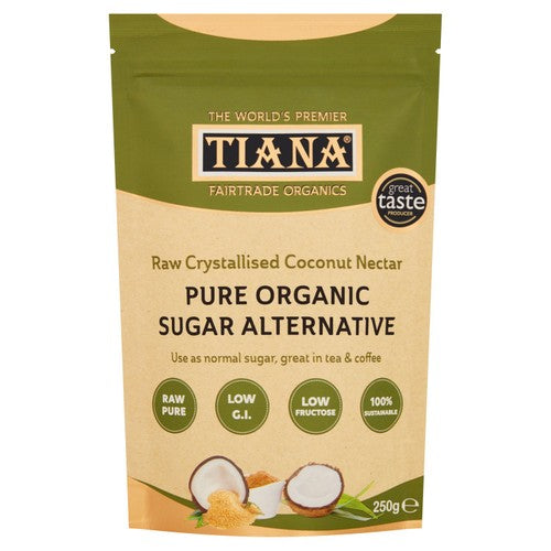 TIANA Crystallised Raw Coconut Nectar, Sugar Alternative 250g (Pack 2)