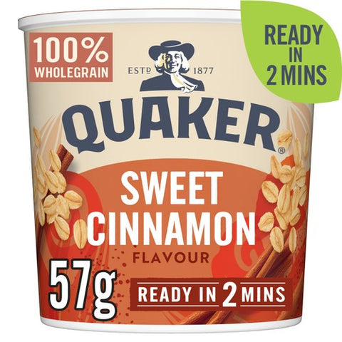 Quaker Oat So Simple Sweet Cinnamon Porridge Cereal Pot 57g (Pack of 3)