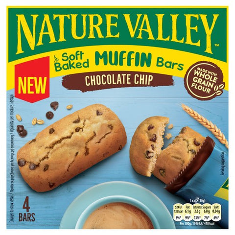 Nature Valley Muffin Bars Chocolate Chip Cereal Bars 4 x 30g (Pack of 3)