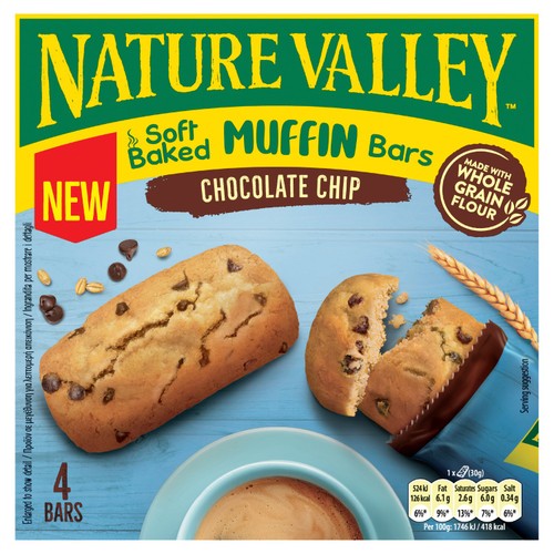 Nature Valley Muffin Bars Chocolate Chip Cereal Bars 4 x 30g (Pack of 3)