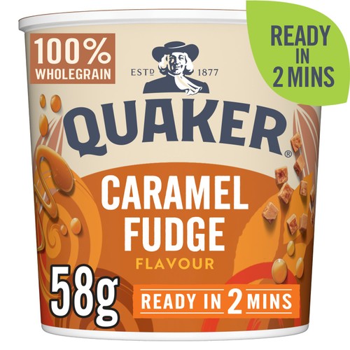 Quaker Heavenly Oats Caramel Fudge Porridge Cereal Pot 58g (Pack of 3)