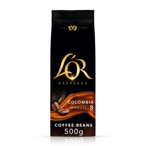 L'OR Colombia Coffee Beans Intensity 8 500g (Pack of 2)