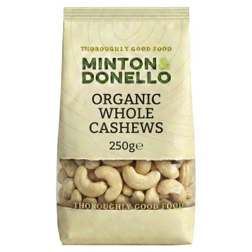 Minton & Donello Organic Whole Cashews 250g (Pack of 3)