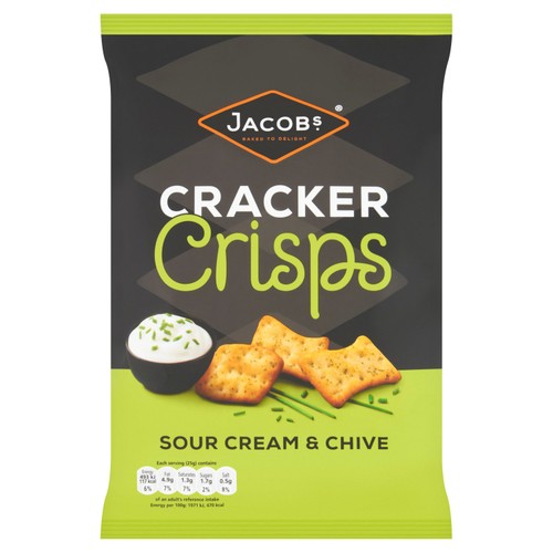 Jacob's Cracker Crisps Sour Cream & Chive Snacks Sharing Bag 150g (Pack of 3)