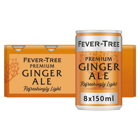 Fever-Tree Refreshingly Light Ginger Ale Cans 8 x 150ml (Pack of 2)