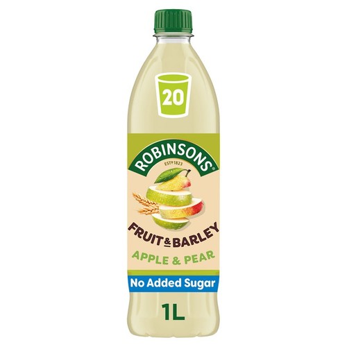 Robinsons Apple & Pear Fruit & Barley No Added Sugar 1L (Pack of 2)