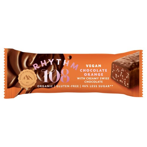 Rhythm 108 Swiss Vegan Orange Bar with Dark Chocolate 33g (Pack of 3)