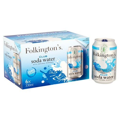 Folkington's Club Soda Water 6 x 330ml (Pack of 2)