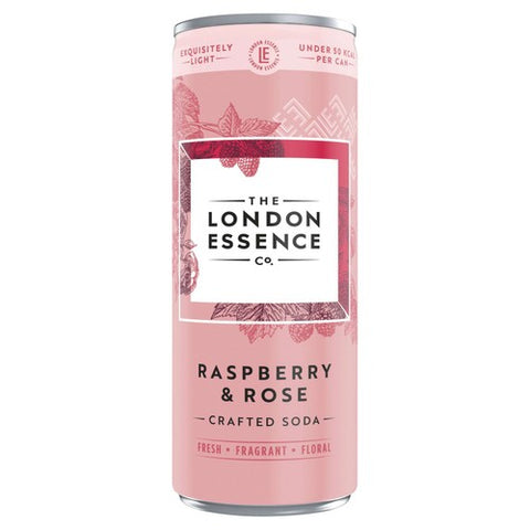 London Essence Co. Raspberry & Rose Crafted Soda 250ml (Pack of 6)