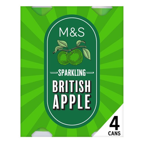 M&S Sparkling Apple Juice 4 x 330ml (Pack of 2)