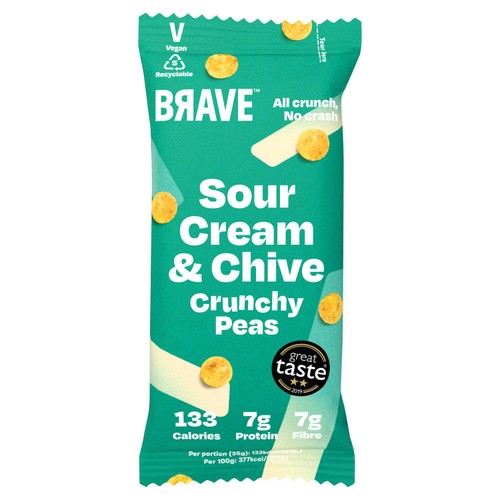 Brave Roasted Peas Sour Cream & Chive 35g (Pack of 6)