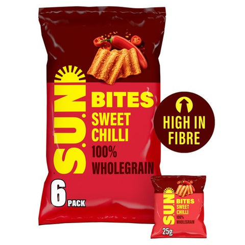 SUN Bites Sun Ripened Sweet Chilli Multipack Snacks Crisps 6x25g (Pack of 3)