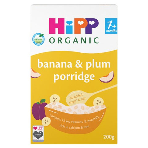 HiPP Organic Banana & Plum Porridge 7+ Months 200g (Pack of 3)