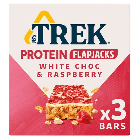 TREK White Choc & Raspberry Protein Flapjacks Multipack 3 x 50g (Pack of 3)