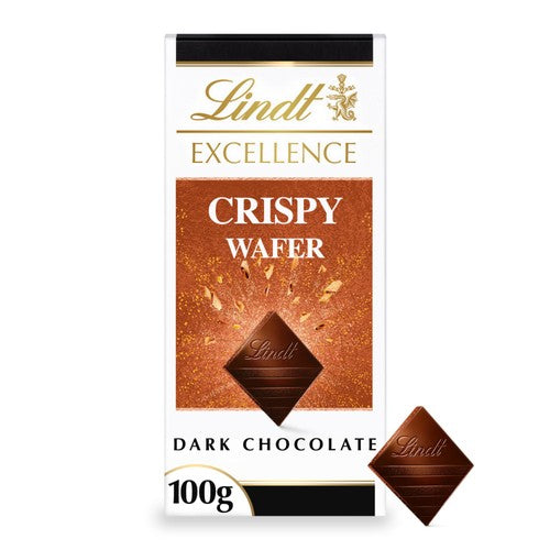 Lindt Excellence Crispy Wafer Dark Chocolate Bar 100g (Pack of 3)