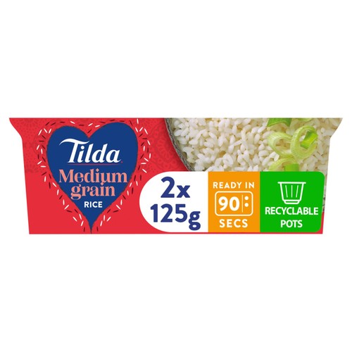 Tilda Pots Medium Grain Rice 250g (Pack of 3)