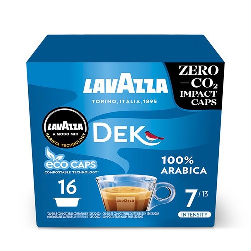 Lavazza A Modo Mio Compostable Dek Cremoso Coffee Capsules, 16 pods (Pack 3)
