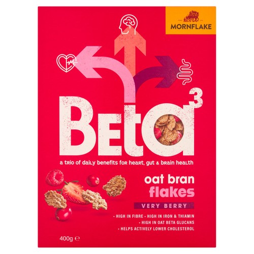 Mornflake Beta 3 Oatbran Flakes Very Berry 400g (Pack of 3)