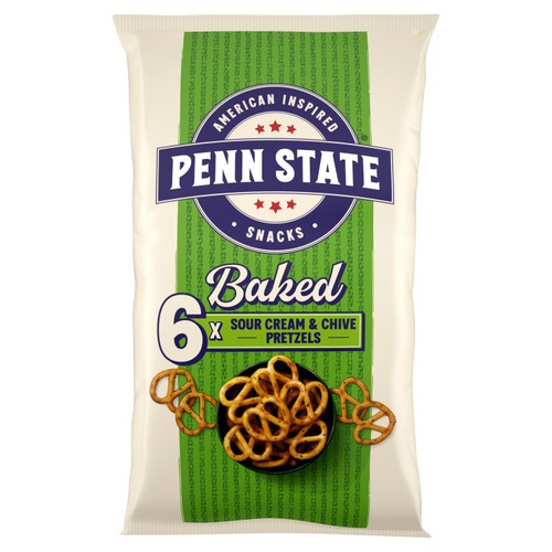 Penn State Sour Cream & Chive Multipack Pretzels 6 x 22g (Pack of 3)