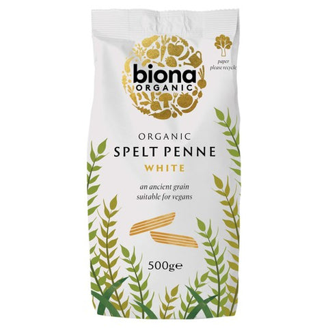 Biona Organic Spelt Penne White Pasta 500g (Pack of 3)