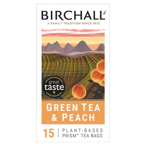 Birchall Green Tea & Peach Tea Bags 15's (Pack of 3)