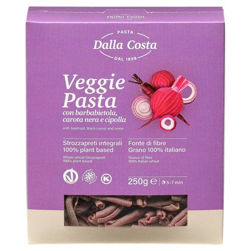 Dalla Costa Veggie pasta with beetroot, black carrot and onion 250g (Pack of 3)