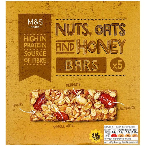 M&S Nuts, Oats & Honey Bars 5 x 30g (Pack of 3)