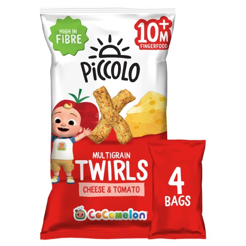 Piccolo Organic Multigrain Twirls, Cheese & Tomato 4 x 15g (Pack of 2)