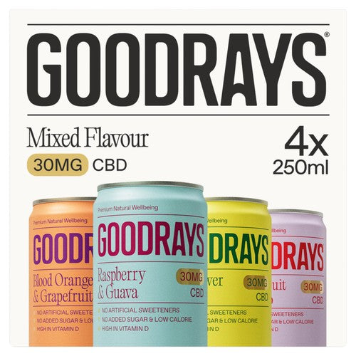 Goodrays CBD Drinks - Four Flavour Mixpack 4 x 250ml (Pack of 2)
