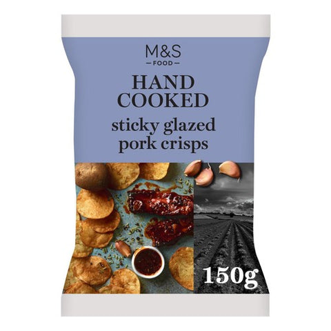M&S Hand Cooked Glazed Pork Flavour Crisps 150g (Pack of 3)