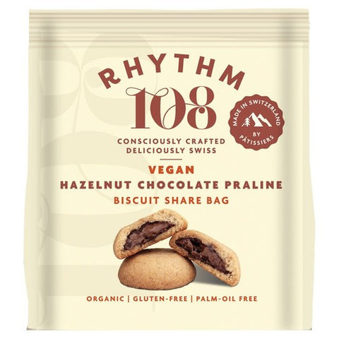Rhythm 108 Swiss Hazelnut Chocolate Praline Biscuit Share Bag 135g (Pack 2)