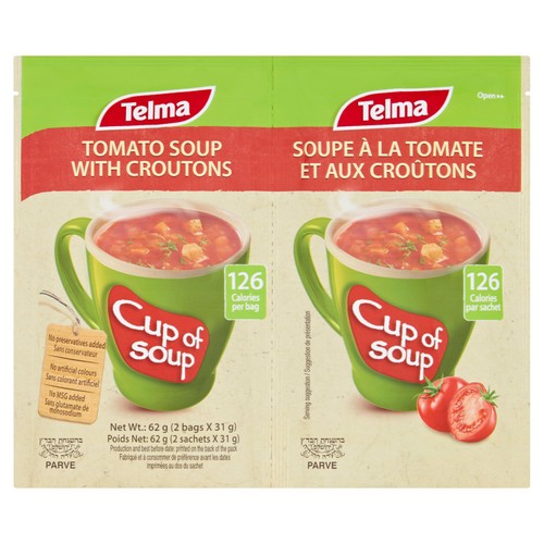 Telma Cup of Soup Tomato with croutons 2 x 31g (Pack of 2)