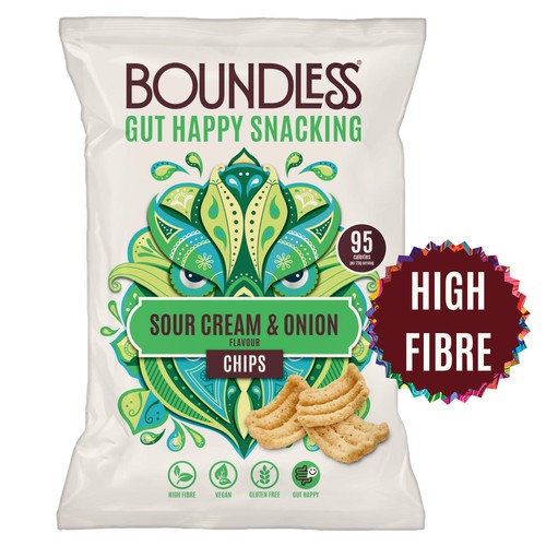 Boundless, Sour Cream & Onion Chips, Sharing Bag 80g (Pack of 6)