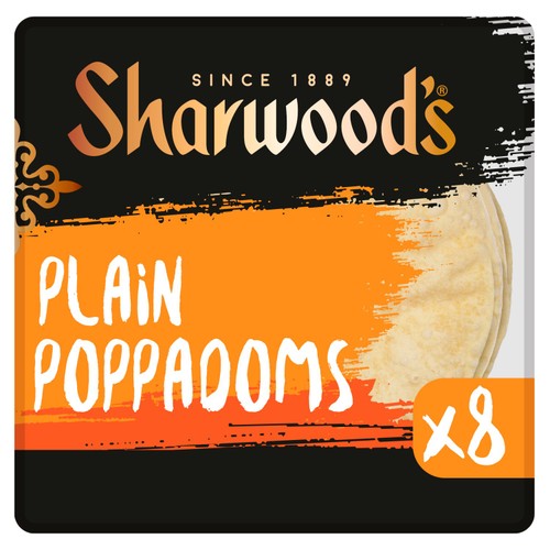 Sharwood's Plain Poppadoms 8 x 8.5g (Pack of 6)