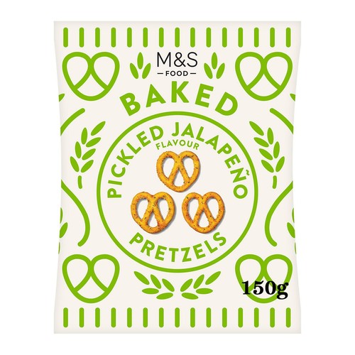 M&S Pickled Jalapeno Flavour Pretzels 150g (Pack of 3)