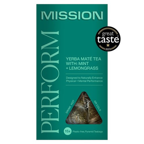 MISSION Perform Yerba Mate Tea Bags with Lemongrass + Mint 15's (Pack of 3)